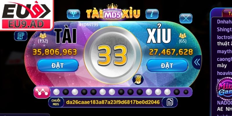Cửa cược phụ và tổng điểm trong Tài Xỉu MD5 Eu9